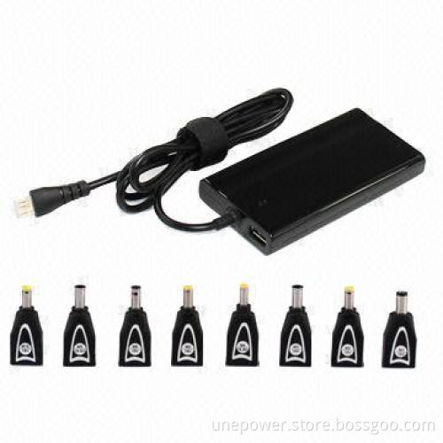 Ultra-slim Universal Adapter, 75W, Automatic, 8 Standard DC Connectors, with USB Slot